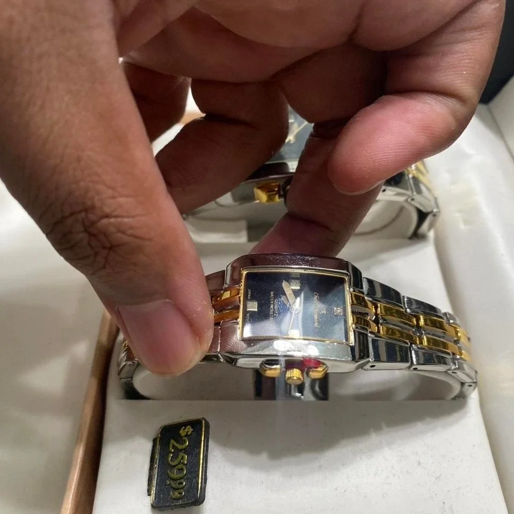 Vintage Charles Raymond His And Hers New York silver and gold watch set locks in